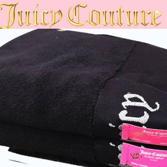 Juicy Couture Home Silver Juicy Signature Logo Embroidered Bath Towel Set - Picture 1 of 4